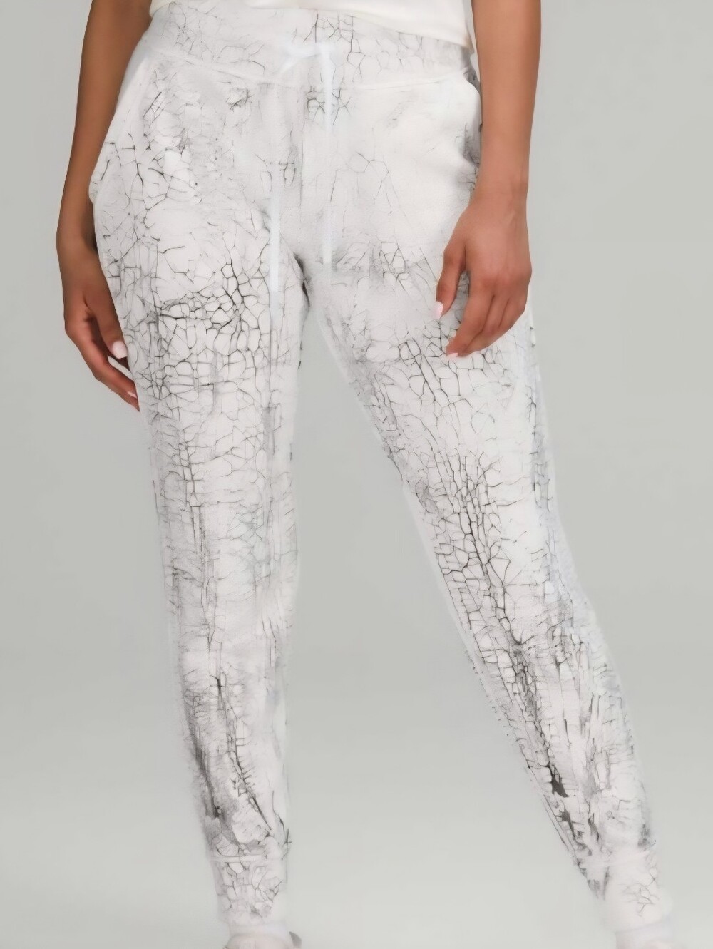 Lululemon Size 8 Warm Down Jogger Thread Dye White And Black Marble Pants